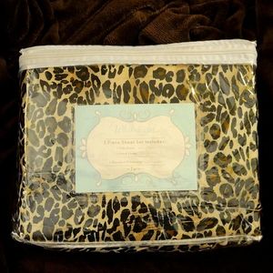 ELITE HOME Microfiber 90 GSM black tan leopard animal print twin sheet set New…